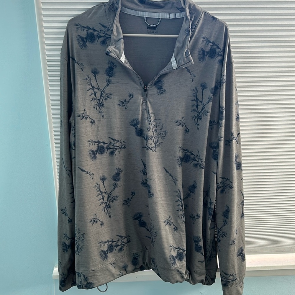 Men's puma gray and blue xxl men's half zip
